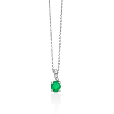 Collana Miluna Oro Bianco 9kt Smeraldo CLD4653X