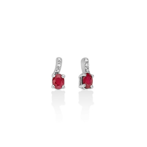 Orecchini Miluna Oro Bianco 9Kt Rubini e Diamanti ERD2796X