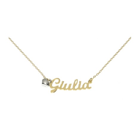 Collana con Nome Cuore Pendente Oro Giallo 18kt