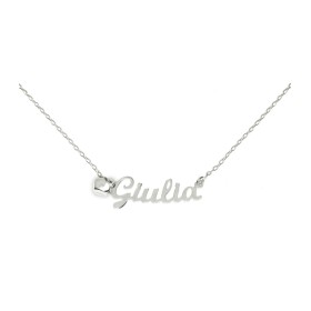 Collana con Nome Cuore Pendente Oro Bianco 18kt