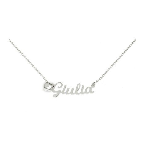Collana con Nome Cuore Pendente Oro Bianco 18kt