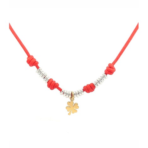 Collana Dodo Quadrifoglio Oro Giallo 18kt Rondelle