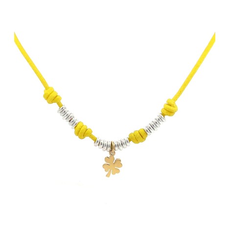 Collana Dodo Quadrifoglio Oro Giallo 18kt Rondelle