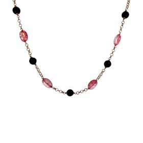Collana Argento Rosé e Pietre Colorate Ovali