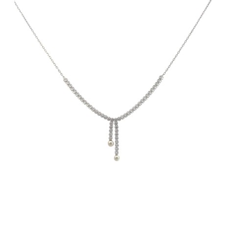 Collana Argento Zirconi Bianchi e Perle