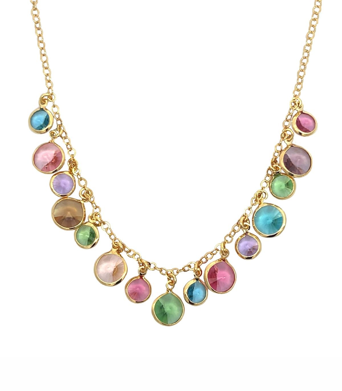 Collana In Argento 925 Con Zirconi Ovali Multicolor – Made In Italy, 45 Cm, Chiusura Regolabile