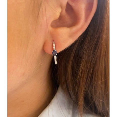 Orecchini Zaffiro Oro Bianco 18kt Diamanti