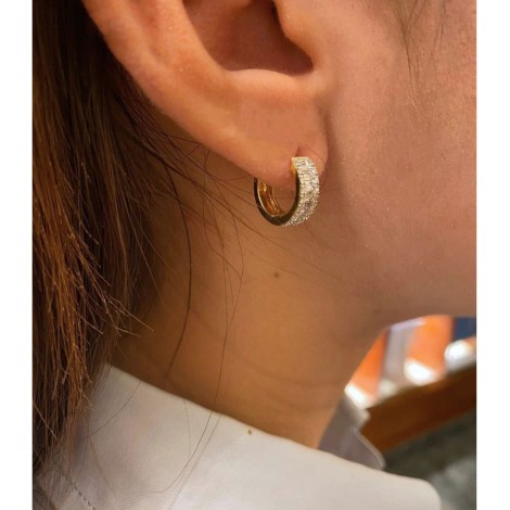 Orecchini Cerchio Oro Giallo 18kt e Diamanti Bianchi