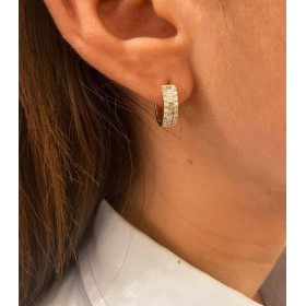 Orecchini Cerchio Oro Giallo 18kt e Diamanti Bianchi