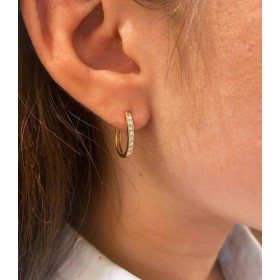 Orecchini Semi Cerchio Oro Giallo 18kt e Diamanti