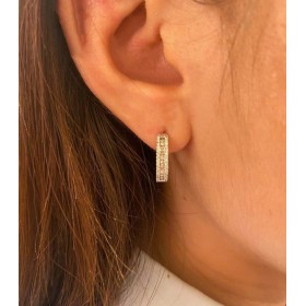 Orecchini Cerchio Oro Bianco 18kt e Diamanti Bianchi