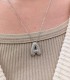 Collana Lettera Bombata Argento Zirconi Bianchi