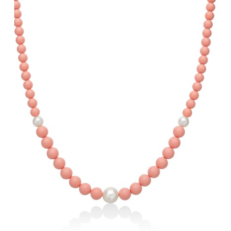 Collana Miluna Pasta di Corallo Rosa e Perle PCL6702