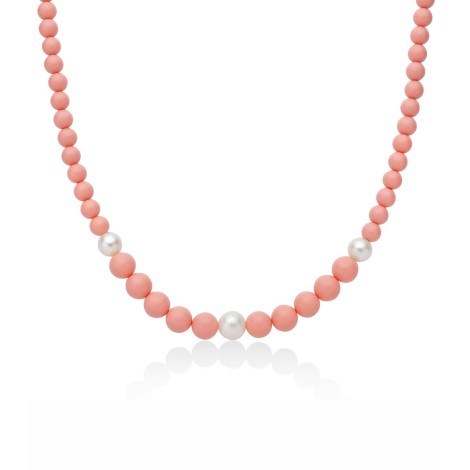 Collana Miluna Pasta di Corallo Rosa e Perle PCL6693