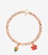 Charm Dodo Fiore Ibisco Oro Rosa e Smalto