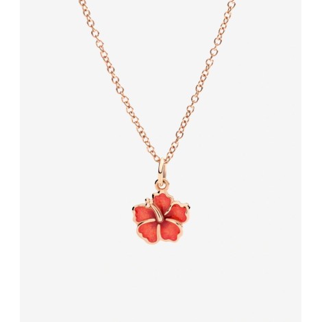 Charm Dodo Fiore Ibisco Oro Rosa e Smalto