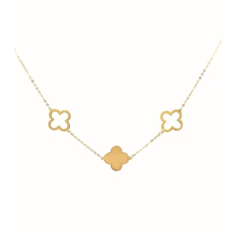 Collana Tre Quadrifogli Oro Giallo 9kt