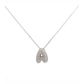 Collana Lettera Bombata Argento Zirconi Bianchi