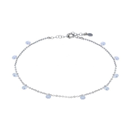 Cavigliera Donna Argento Zirconi Pendenti