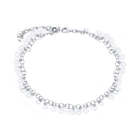 Cavigliera Donna Argento Charms Cuori Pendenti