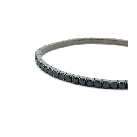 Bracciale Tennis Argento Scuro e Zirconi Neri