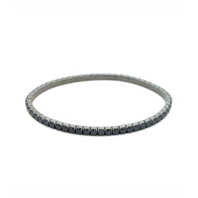 Bracciale Tennis Argento Scuro e Zirconi Neri