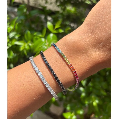 Bracciale Tennis Argento e Zirconi Colorati