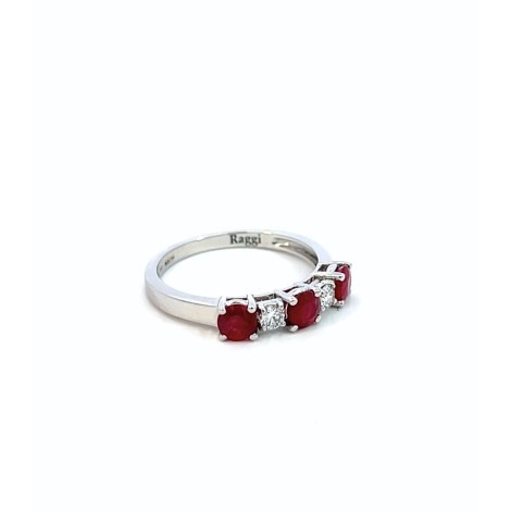 Anello Rubino Due Diamanti F VS Oro Bianco 18kt