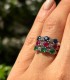 Anello con Zaffiro e due Diamanti F VS Oro Bianco 18kt