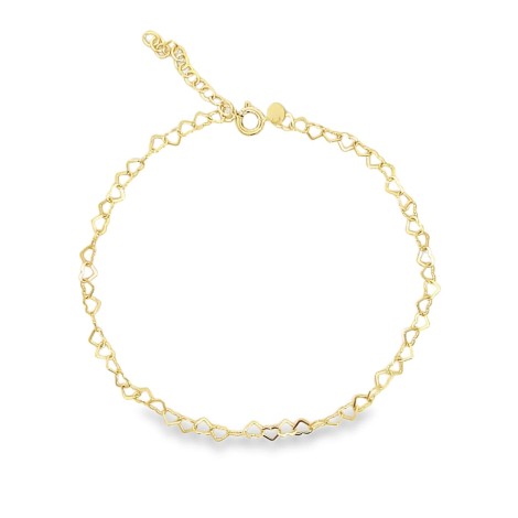Cavigliera Cuori Argento Dorato