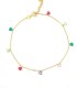 Cavigliera Cuori Argento Dorato Pietre Colorate