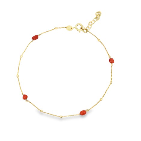 Cavigliera Sfere Argento Dorato Pasta di Corallo