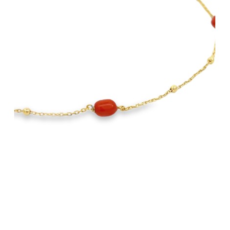 Cavigliera Sfere Argento Dorato Pasta di Corallo