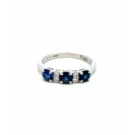 Anello Zaffiro e Quattro Diamanti F VS in Oro Bianco 18kt