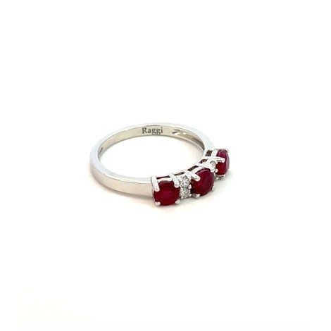 Anello Rubino e Quattro Diamanti F VS in Oro Bianco 18kt