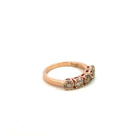Anello Cinque Diamanti Brown 1,5 ct G SI in Oro Rosa 18kt