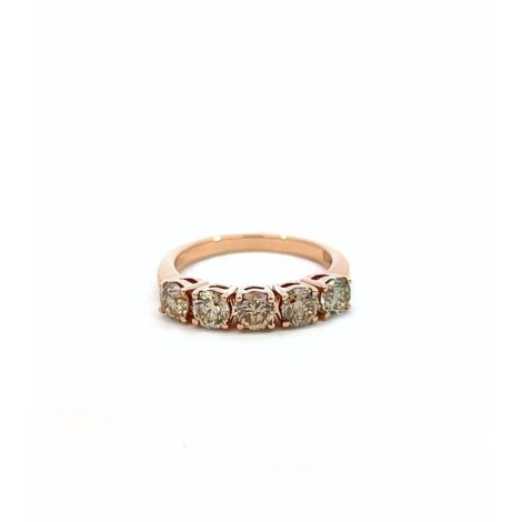 Anello Cinque Diamanti Brown 1,5 ct G SI in Oro Rosa 18kt