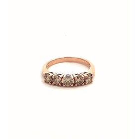 Anello Cinque Diamanti Brown 0,91 ct G SI in Oro Rosa 18kt