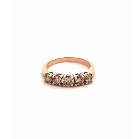 Anello Cinque Diamanti Brown 0,91 ct G SI in Oro Rosa 18kt
