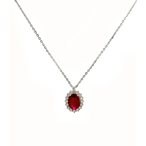 Collana Rubino in Oro Bianco 18 kt e Diamanti Bianchi FG VS