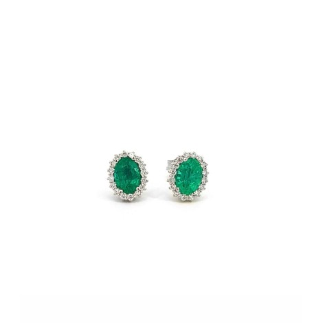 Orecchini Smeraldo in Oro Bianco 18 kt e Diamanti Bianchi FG VS