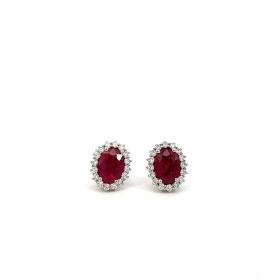 Orecchini Rubino in Oro Bianco 18 kt e Diamanti Bianchi FG VS