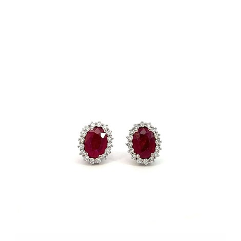 Orecchini Rubino in Oro Bianco 18 kt e Diamanti Bianchi FG VS