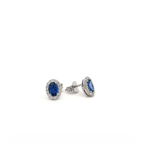 Orecchini Zaffiro in Oro Bianco 18 kt e Diamanti Bianchi FG VS