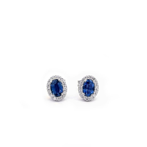 Orecchini Zaffiro in Oro Bianco 18 kt e Diamanti Bianchi FG VS