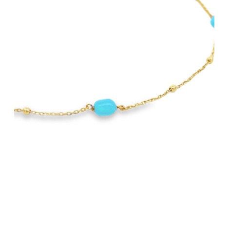 Cavigliera Sfere Argento Dorato Pasta Turchese