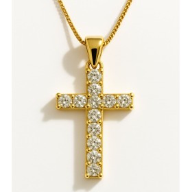 Collana Croce Diamanti Oro Giallo 9kt