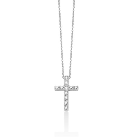 Collana Croce Miluna Oro Bianco 9kt e Diamanti 0,008 ct CLD4981X