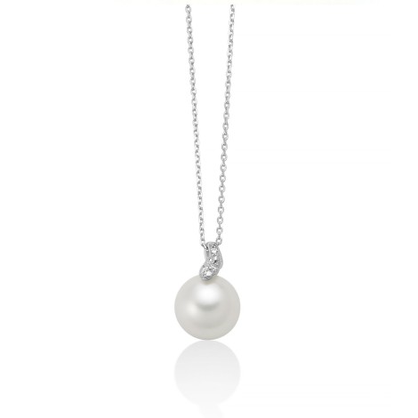 Collana Miluna Oro Bianco 9kt Perla e Diamanti 0,009 ct PCL6729X