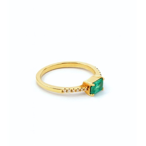 Anello Smeraldo e Diamanti Oro Giallo 18 kt